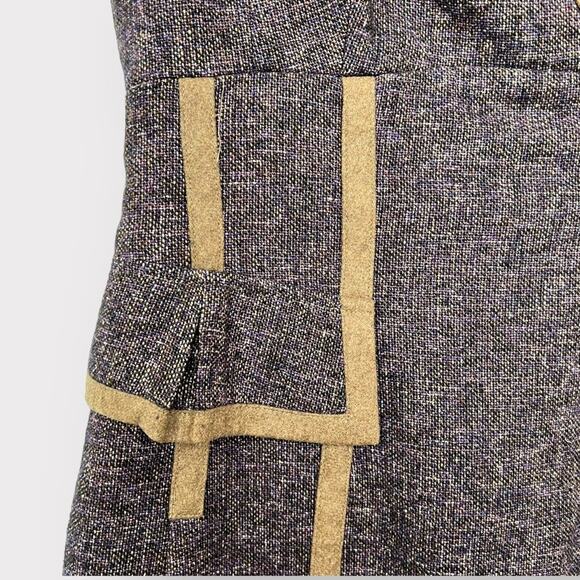 Nanette Lepore Purple and Tan Tweed Wool Dress Cap Sleeves Size 8 office - Picture 4 of 7
